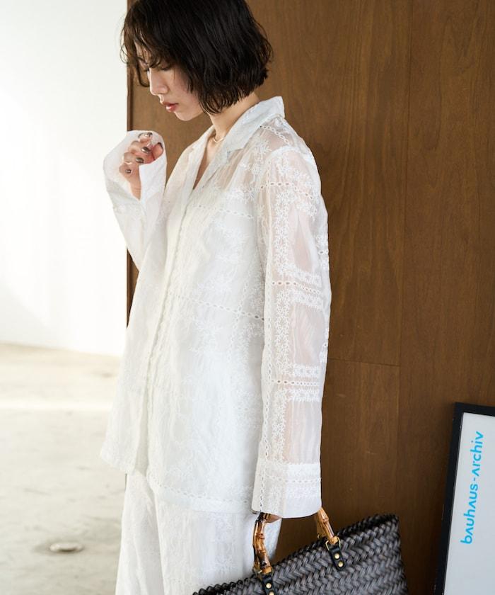 拼接風全刺繡 可成套搭配 襯衫夾克