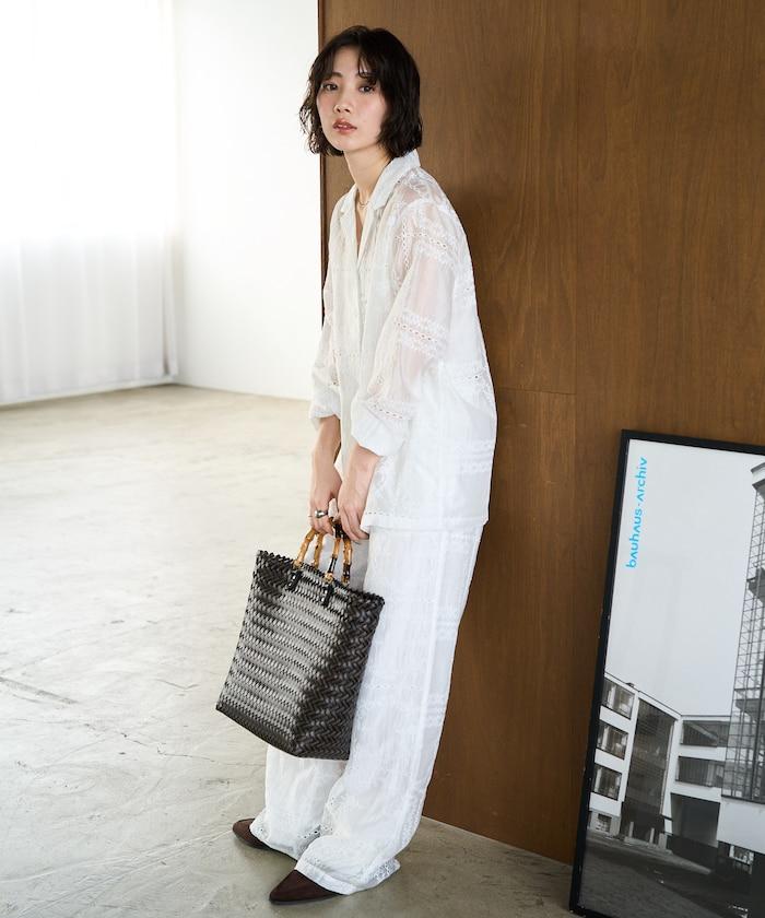 拼接風滿版刺繡 寬鬆 可成套搭配 褲子