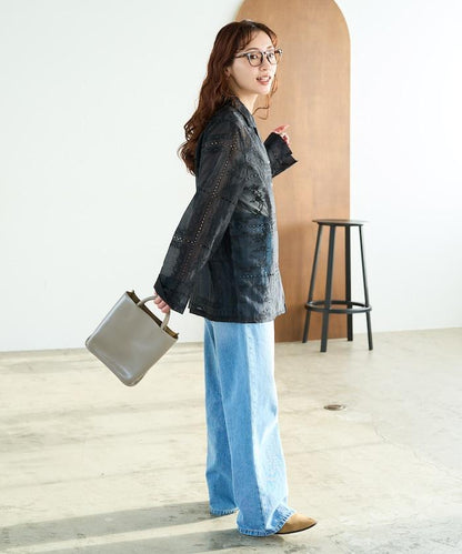 拼接風全刺繡 可成套搭配 襯衫夾克