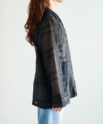 拼接風全刺繡 可成套搭配 襯衫夾克