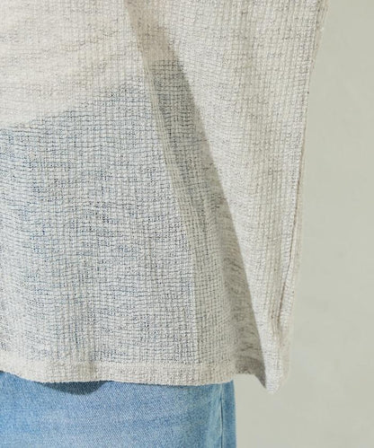 透膚華夫格 連帽 長袖T恤