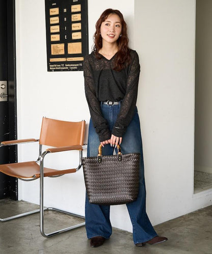 透膚華夫格 連帽 長袖T恤