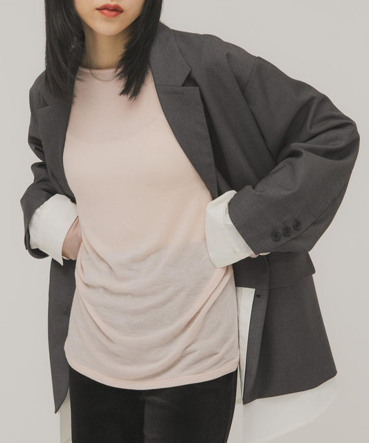 褶襉垂褶設計 長袖T恤