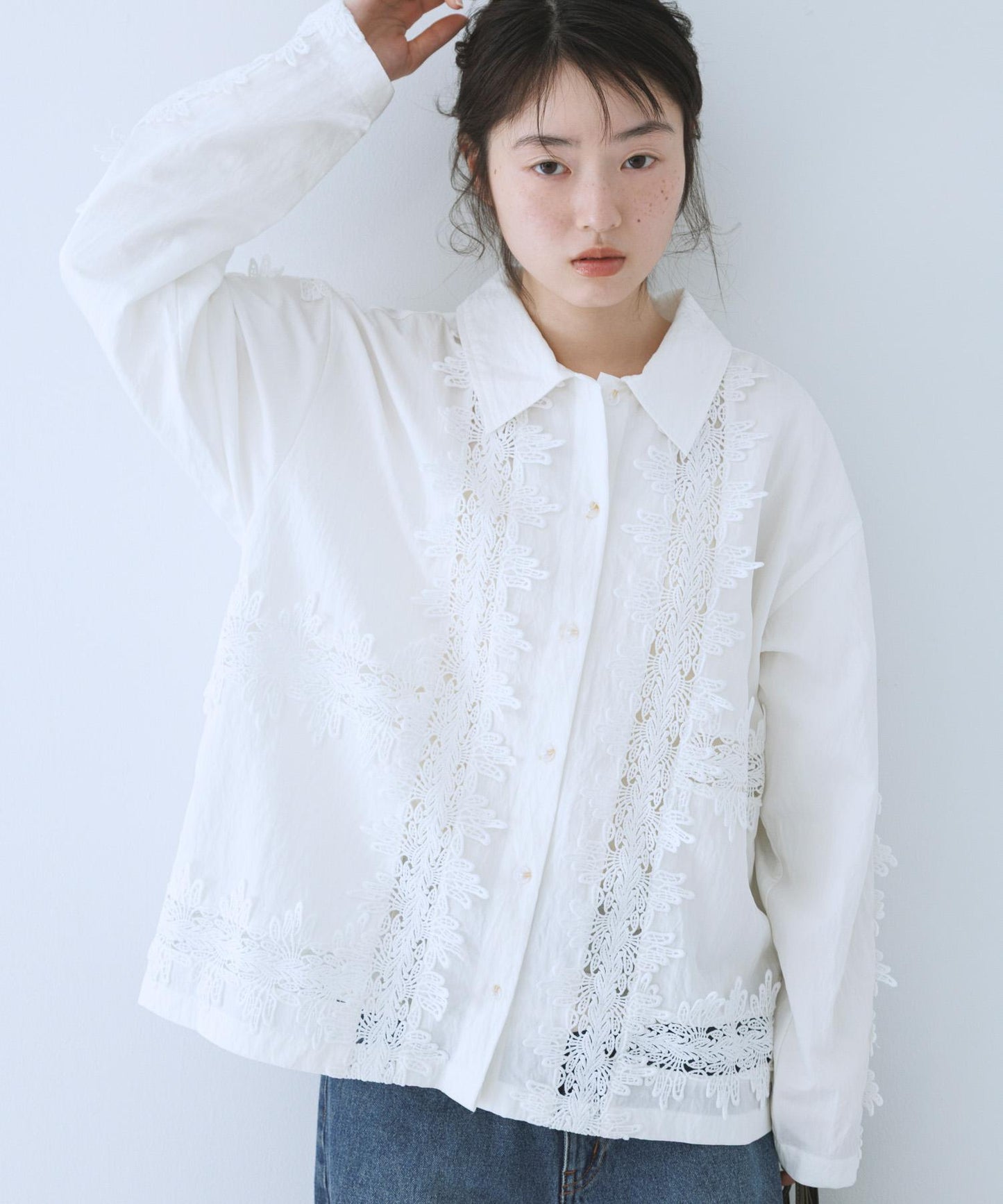 復古風 蕾絲裝飾 襯衫