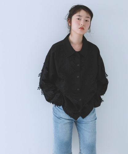 復古風 蕾絲裝飾 襯衫