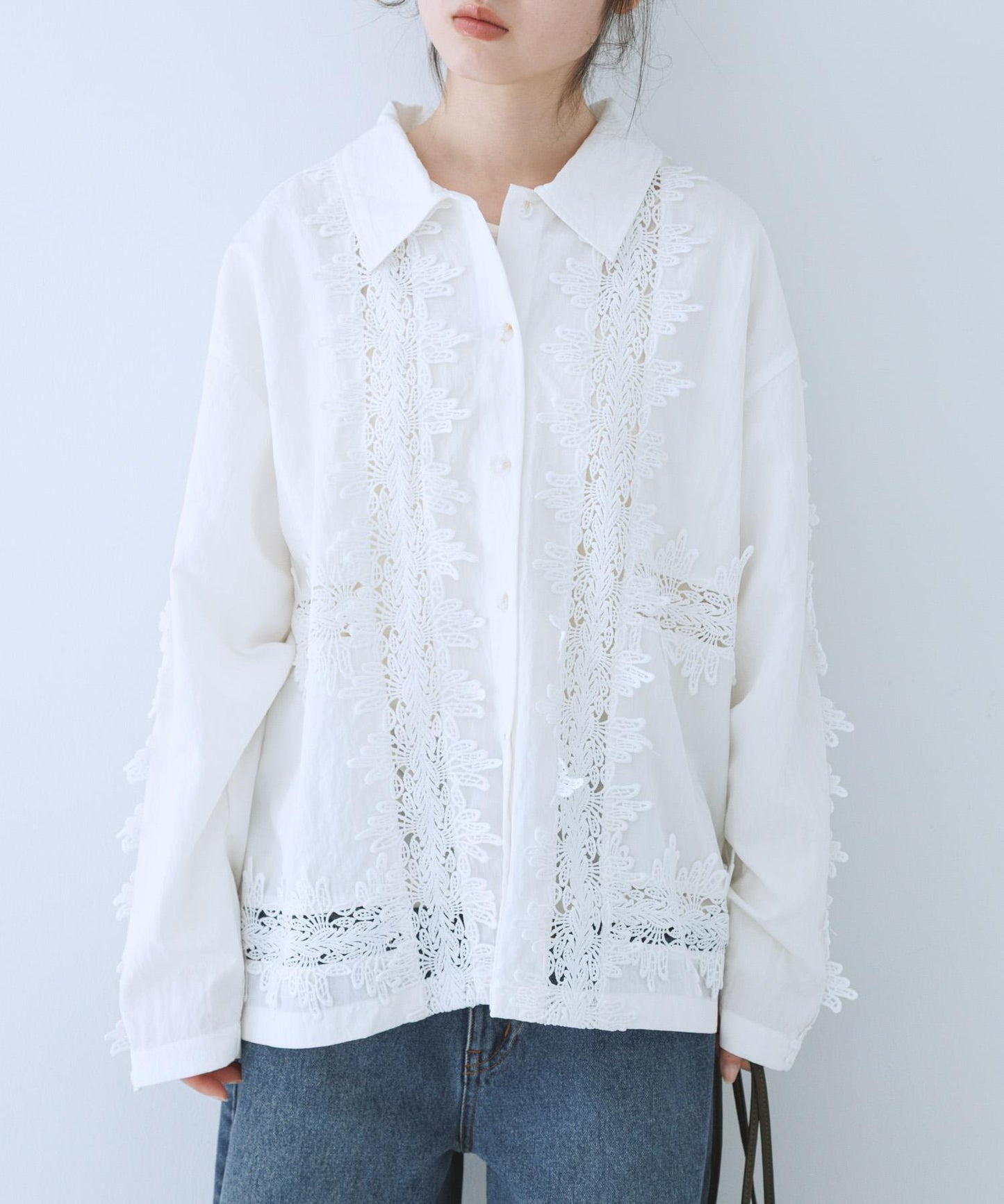 復古風 蕾絲裝飾 襯衫