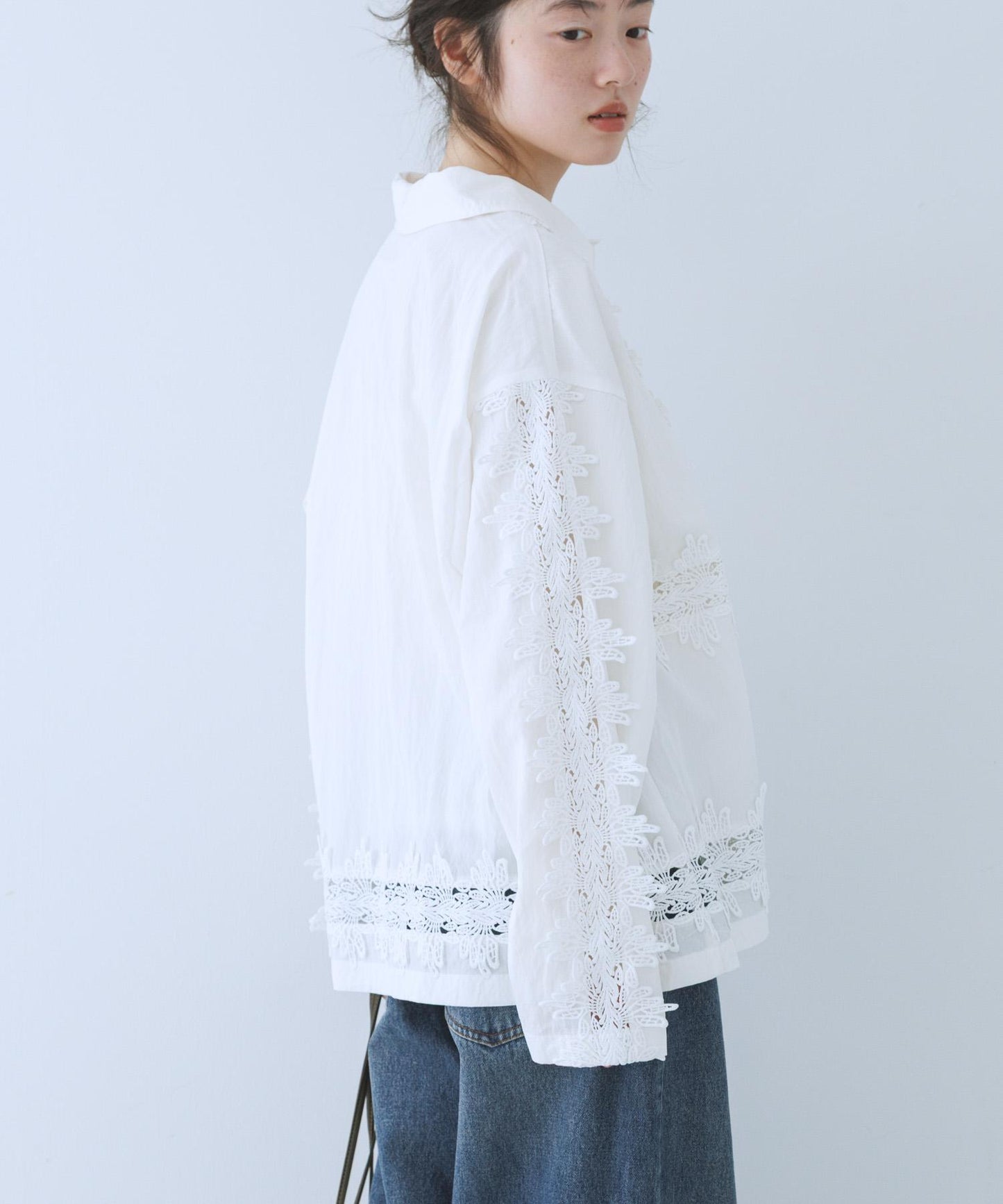 復古風 蕾絲裝飾 襯衫