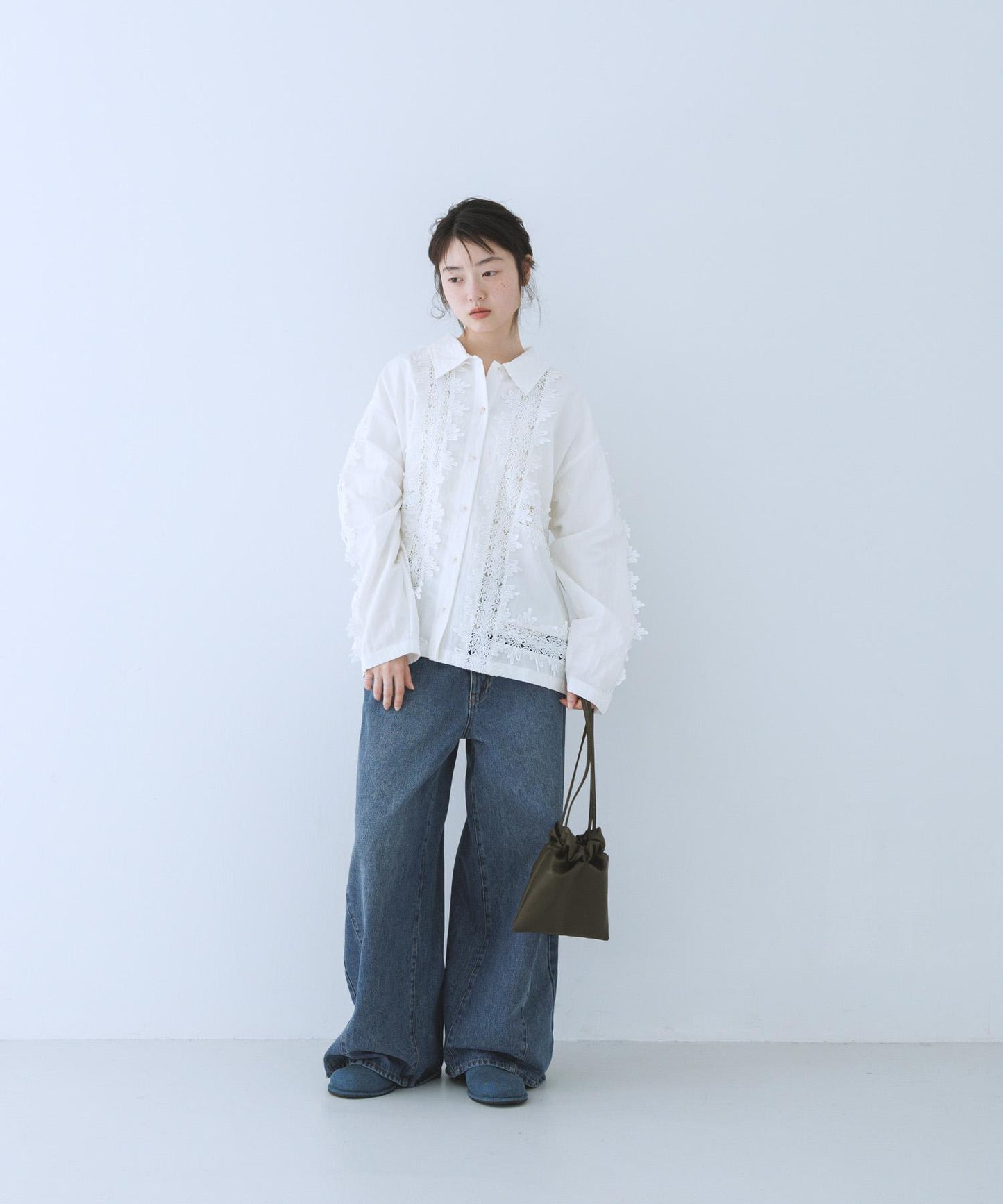 復古風 蕾絲裝飾 襯衫