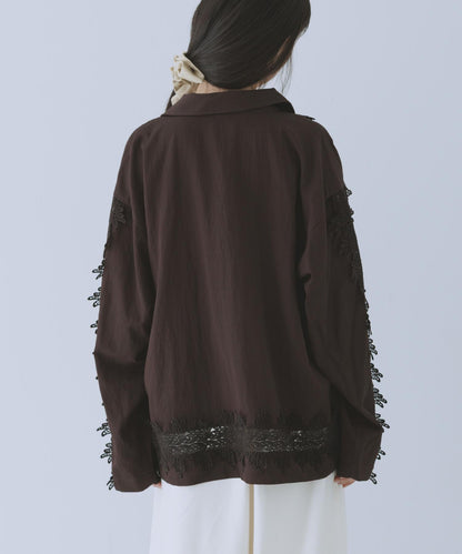 復古風 蕾絲裝飾 襯衫