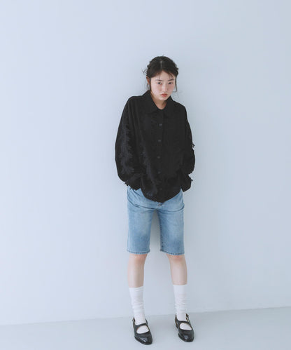 復古風 蕾絲裝飾 襯衫