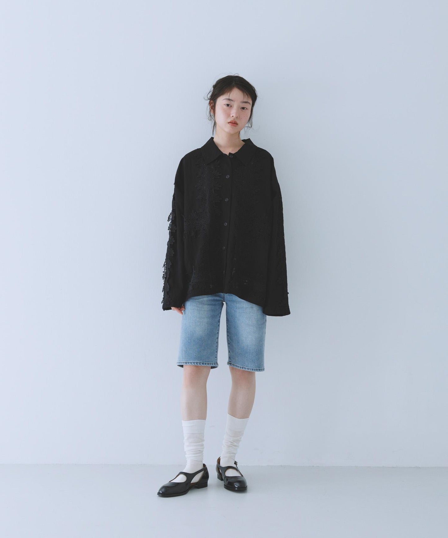 復古風 蕾絲裝飾 襯衫