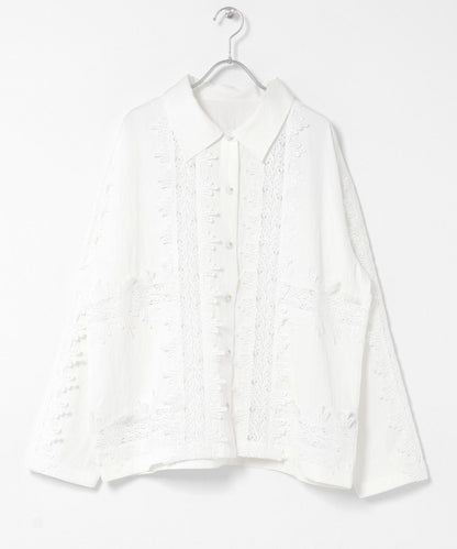 復古風 蕾絲裝飾 襯衫