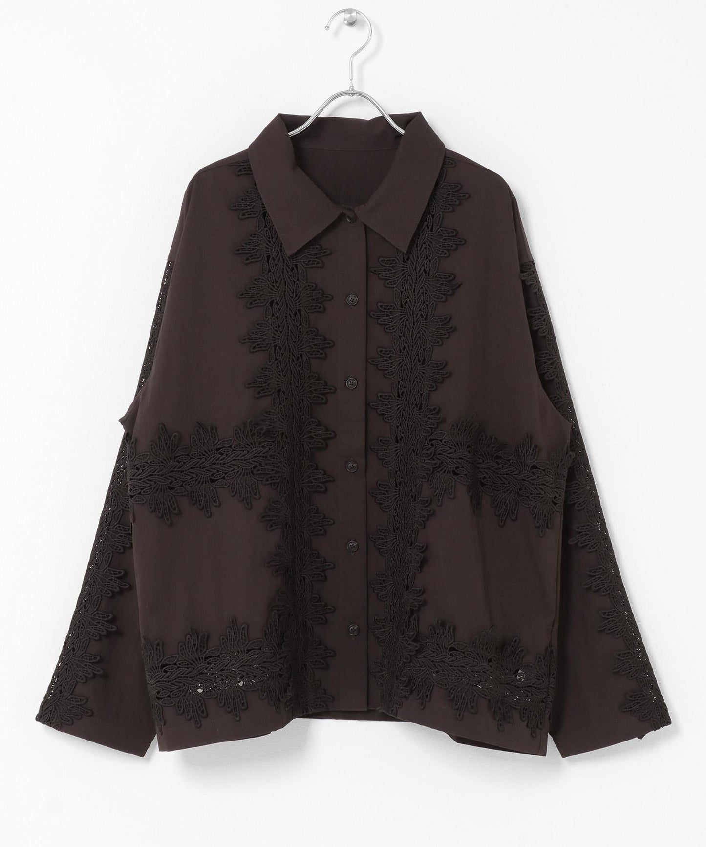 復古風 蕾絲裝飾 襯衫