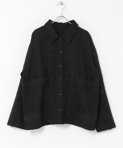 復古風 蕾絲裝飾 襯衫