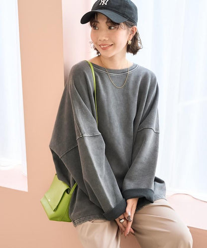 做舊拼色 寬鬆 抓絨 衛衣