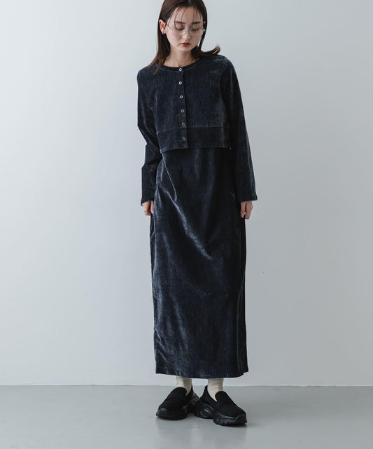 絲絨 2P 套裝連衣裙