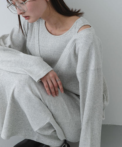 疊領設計 羅紋面料 連衣裙