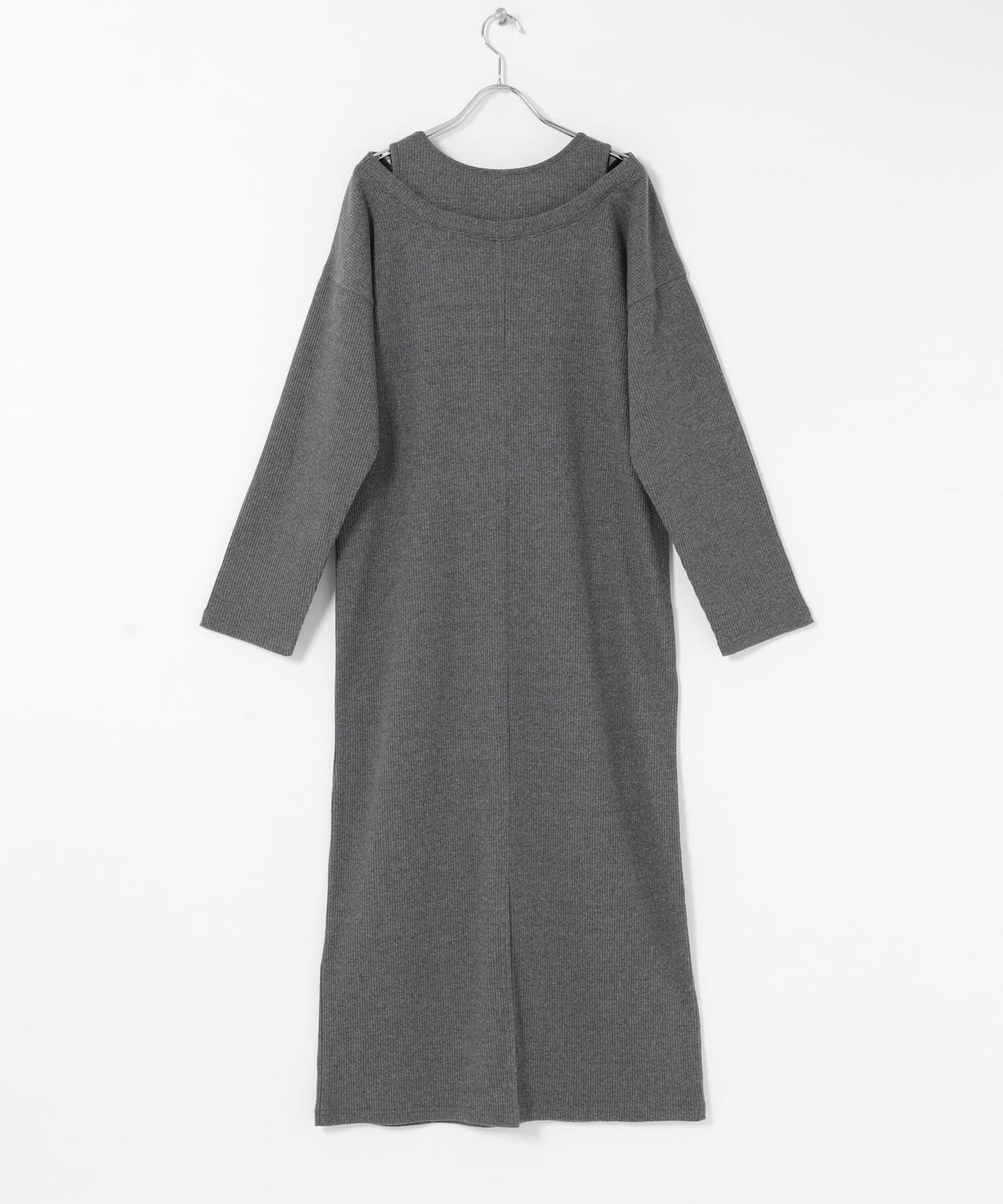 疊領設計 羅紋面料 連衣裙