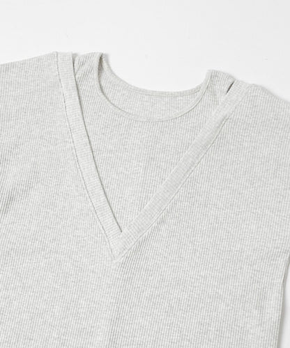 疊領設計 羅紋面料 連衣裙