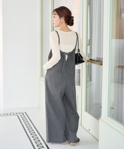 繫帶設計 牛仔面料 揹帶褲