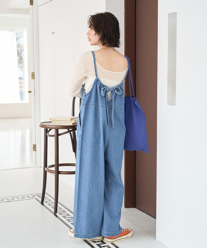 繫帶設計 牛仔面料 揹帶褲