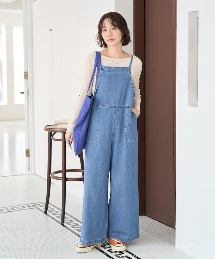 繫帶設計 牛仔面料 揹帶褲