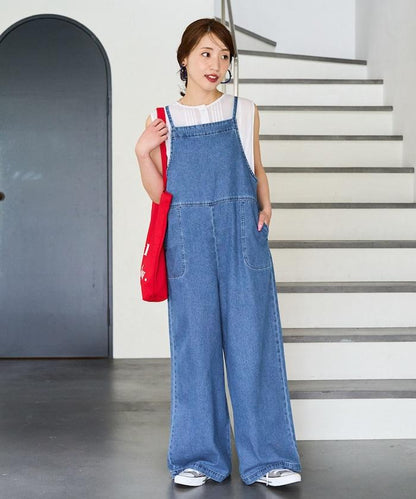 繫帶設計 牛仔面料 揹帶褲