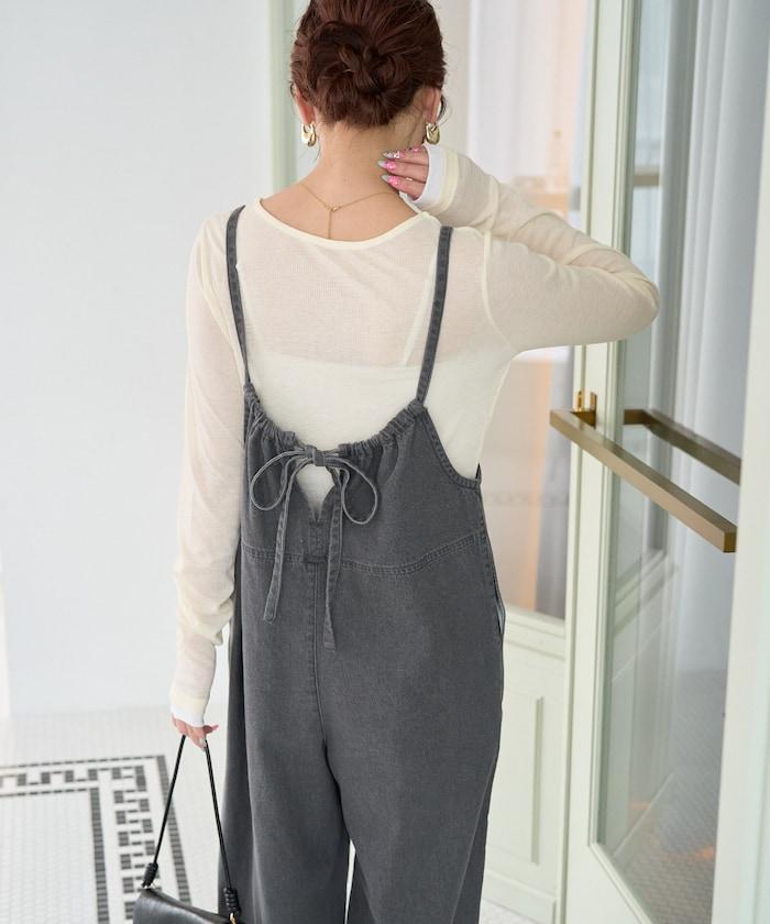 繫帶設計 牛仔面料 揹帶褲