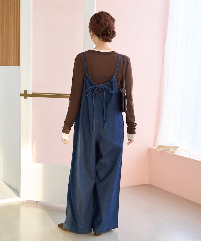 繫帶設計 牛仔面料 揹帶褲