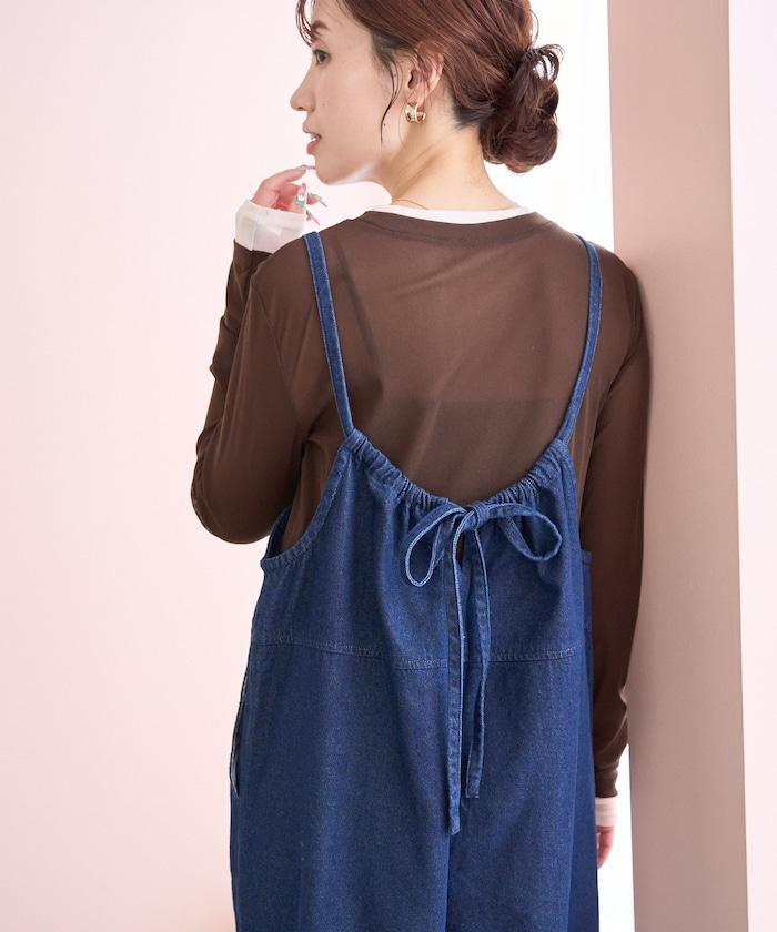 繫帶設計 牛仔面料 揹帶褲