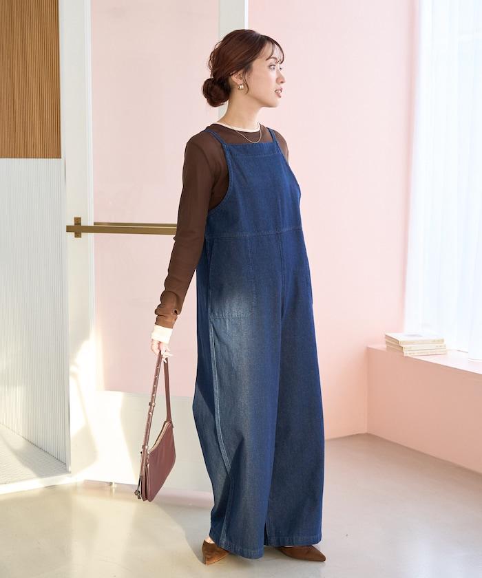 繫帶設計 牛仔面料 揹帶褲