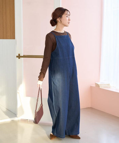 繫帶設計 牛仔面料 揹帶褲