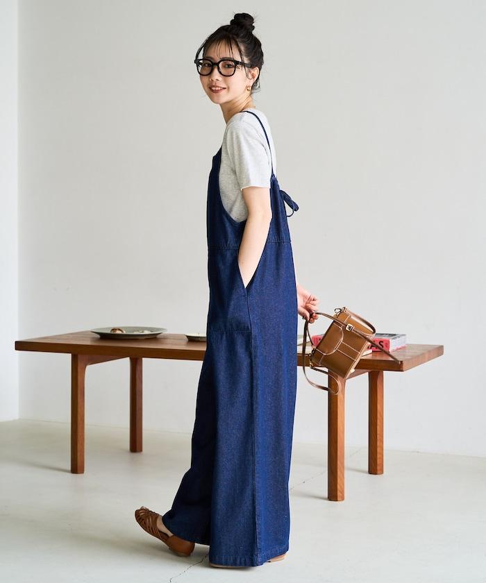 繫帶設計 牛仔面料 揹帶褲