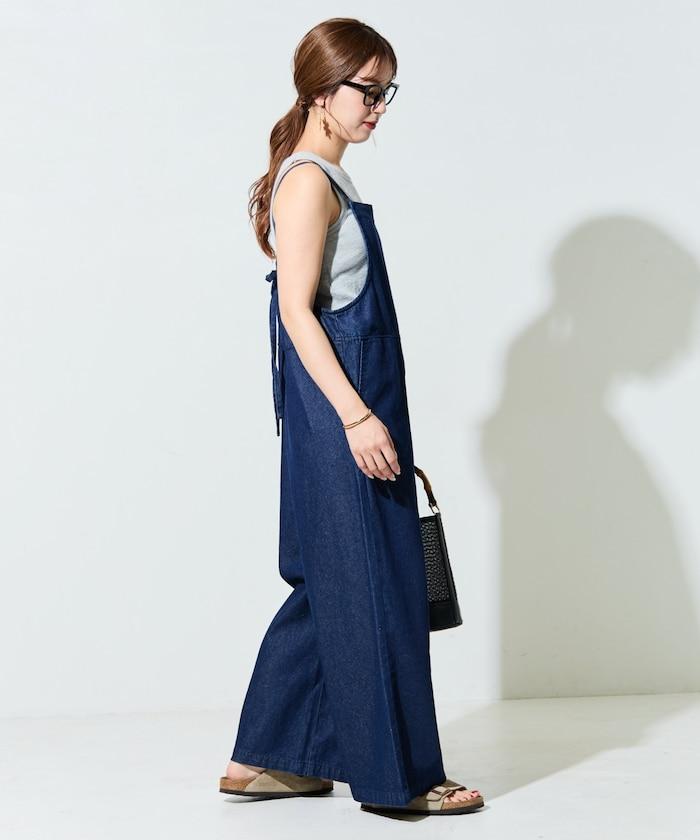 繫帶設計 牛仔面料 揹帶褲