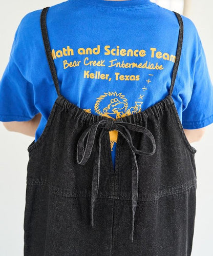 繫帶設計 牛仔面料 揹帶褲