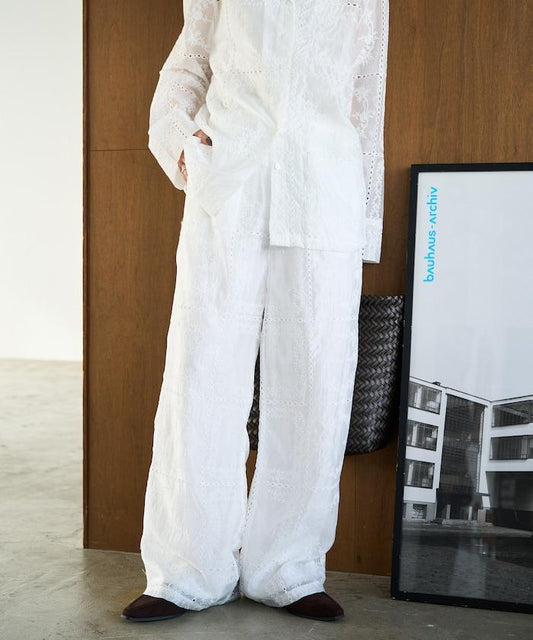 拼接風滿版刺繡 寬鬆 可成套搭配 褲子