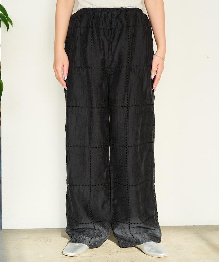 拼接風滿版刺繡 寬鬆 可成套搭配 褲子