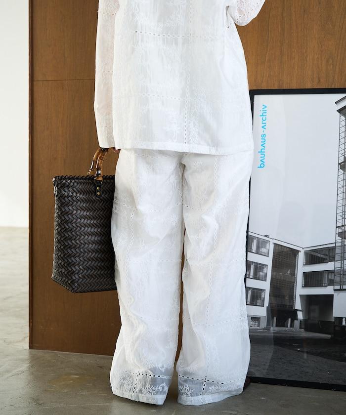 拼接風滿版刺繡 寬鬆 可成套搭配 褲子