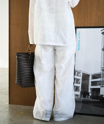 拼接風滿版刺繡 寬鬆 可成套搭配 褲子