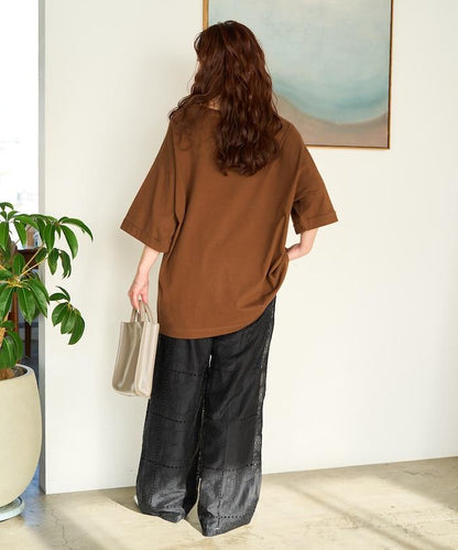 拼接風滿版刺繡 寬鬆 可成套搭配 褲子