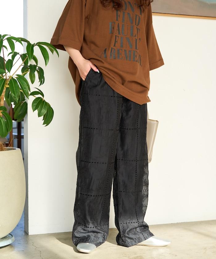 拼接風滿版刺繡 寬鬆 可成套搭配 褲子