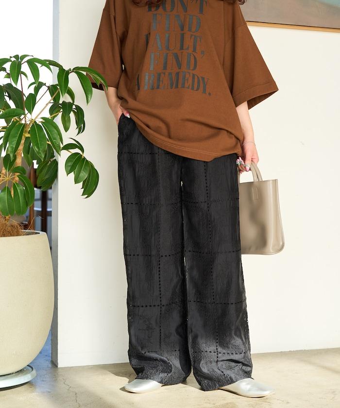 拼接風滿版刺繡 寬鬆 可成套搭配 褲子