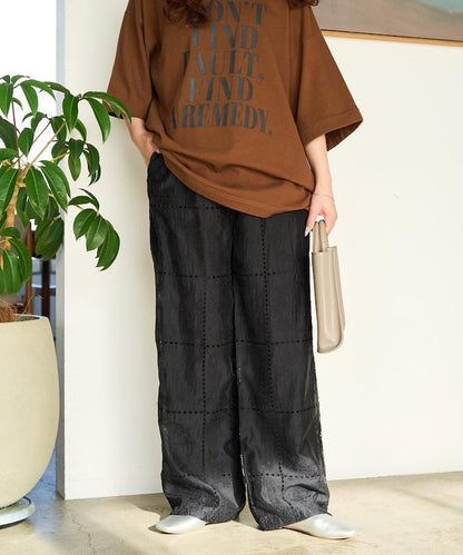 拼接風滿版刺繡 寬鬆 可成套搭配 褲子