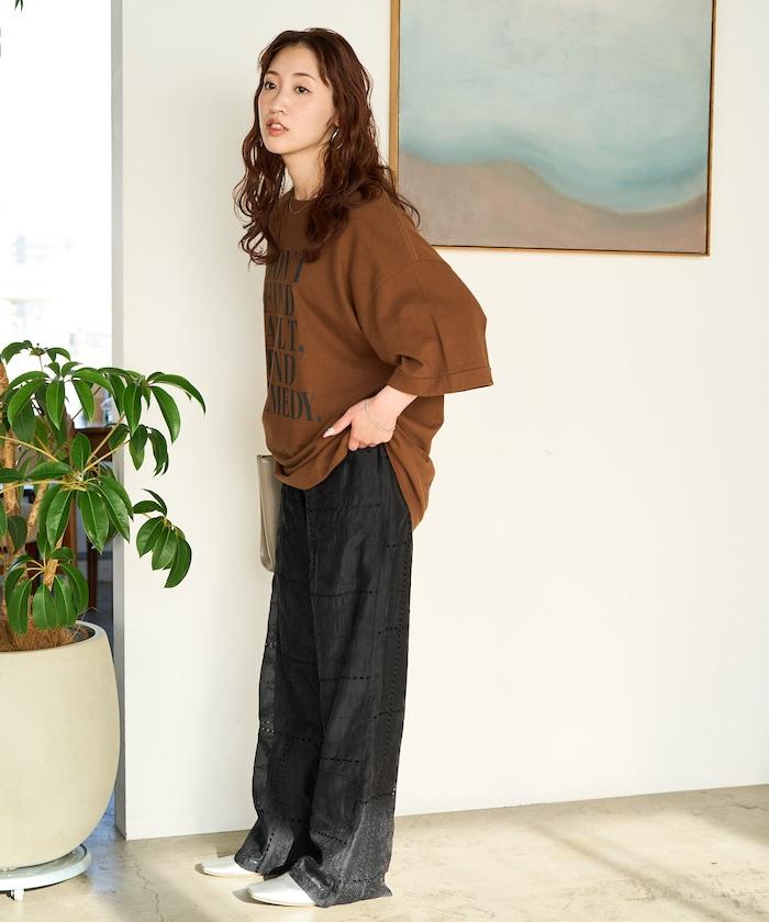 拼接風滿版刺繡 寬鬆 可成套搭配 褲子