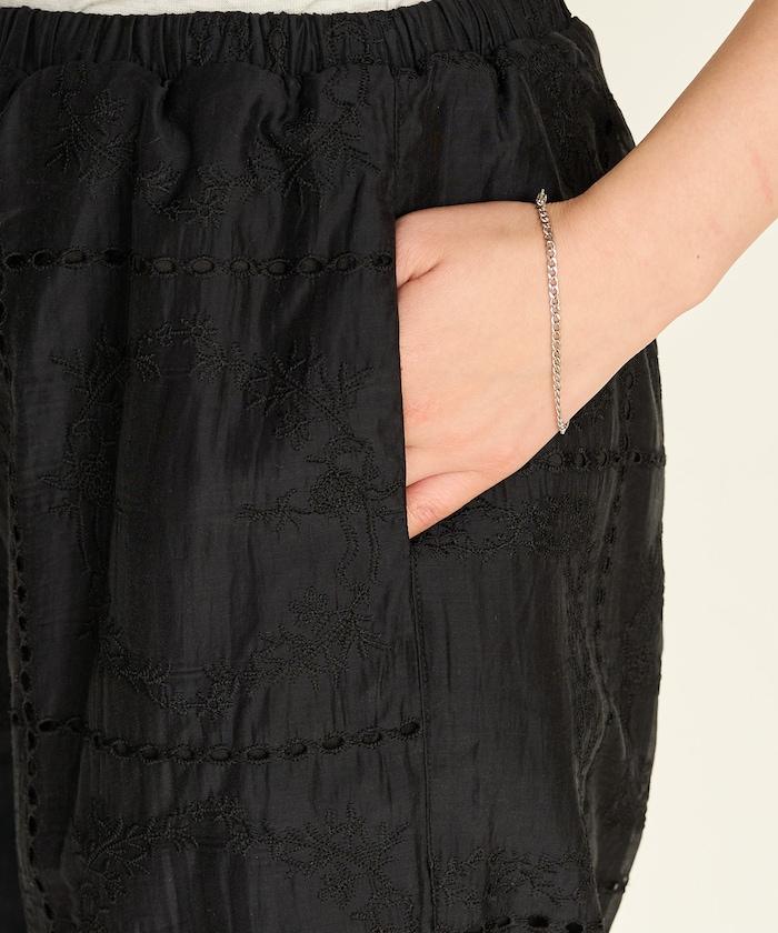 拼接風滿版刺繡 寬鬆 可成套搭配 褲子