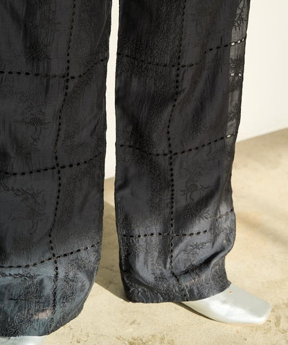 拼接風滿版刺繡 寬鬆 可成套搭配 褲子