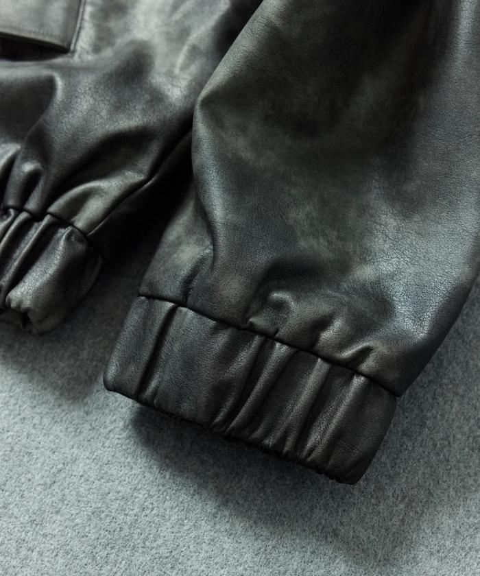 立領仿皮短外套