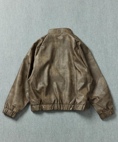 立領仿皮短外套