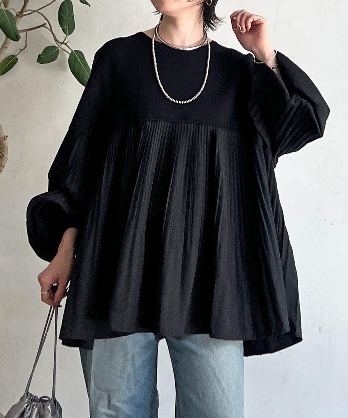 襯衫拼接針織套頭衫