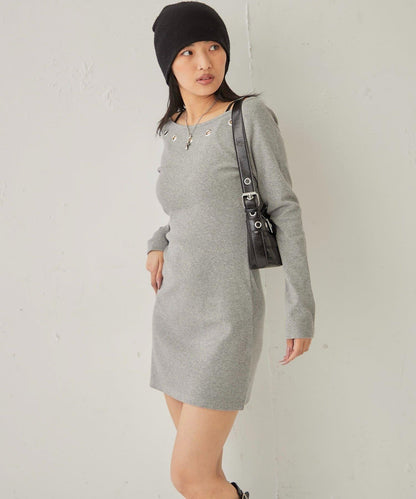 鏤空羅紋針織連衣裙